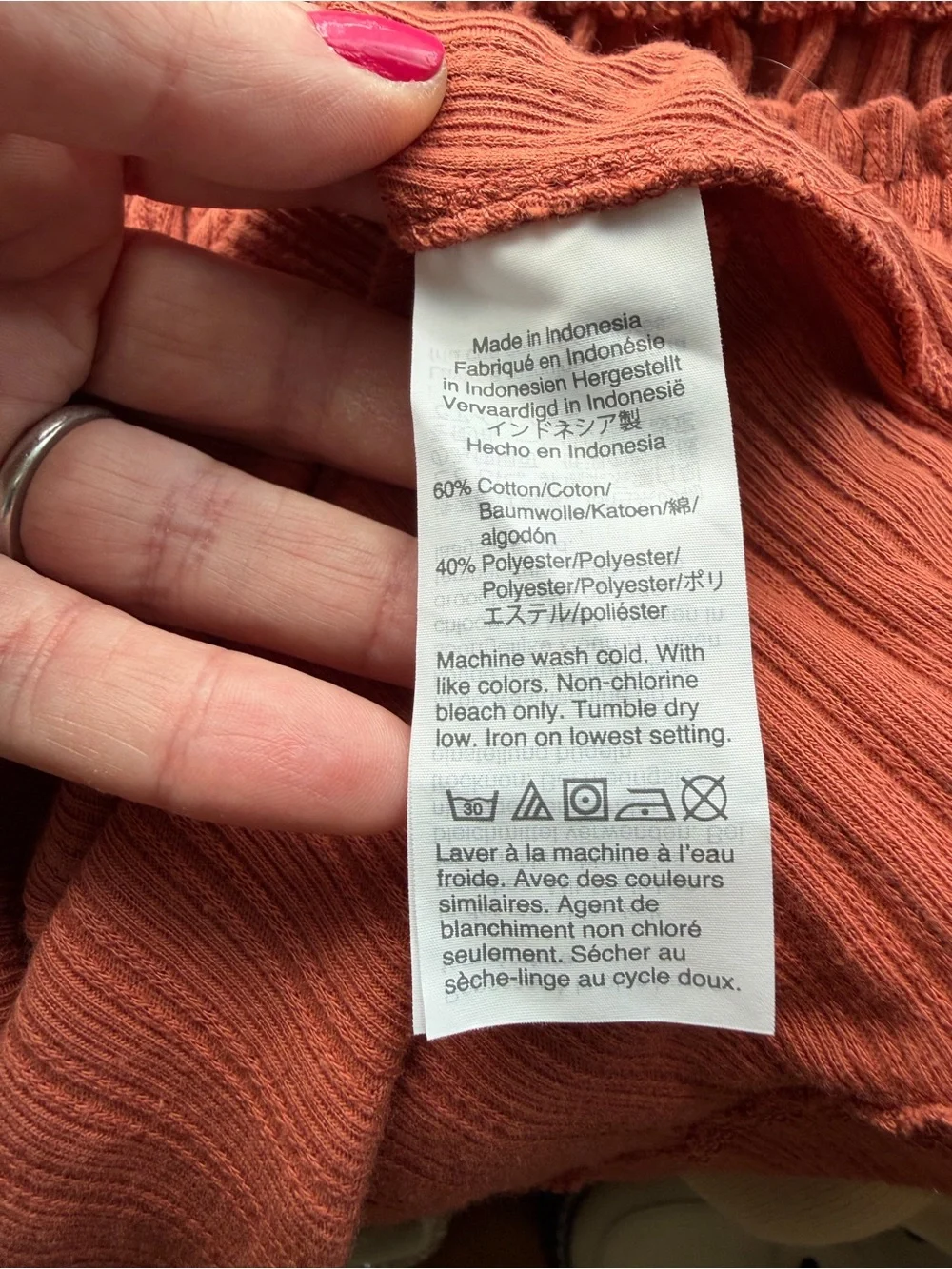 Madewell Knit Pointelle Peasant Top in Terracotta